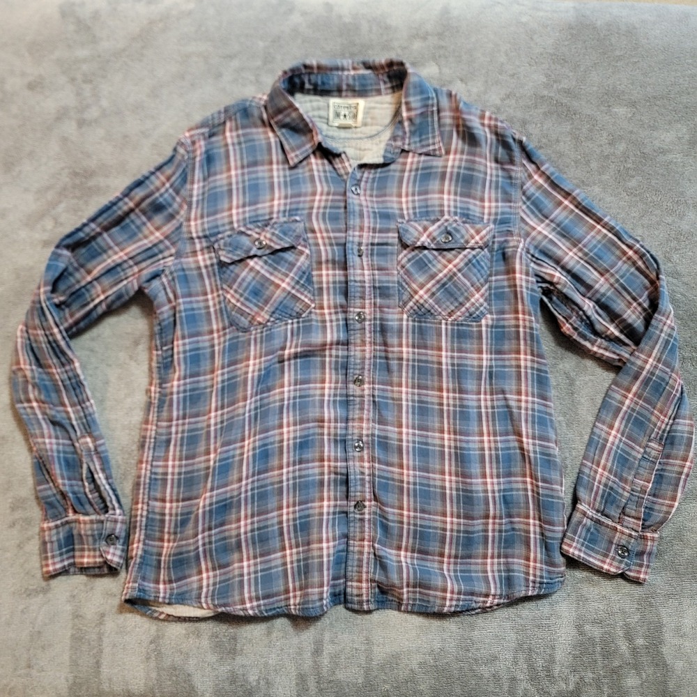 Converse One Star Men's Soft Flannel Long Sleeve Button-Up Shirt Size Large